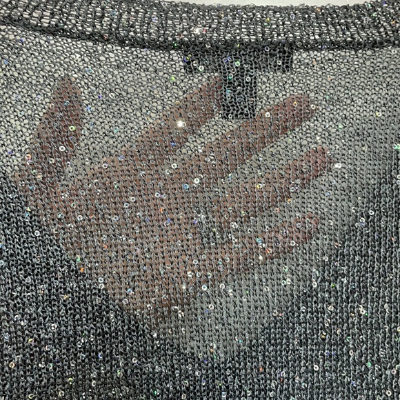 J. Crew Charcoal gray with iridescent sequins v-neck - Picture 4 of 8